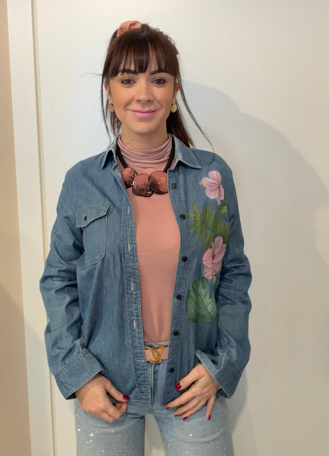 CAMICIA JEANS DIPINTA A MANO