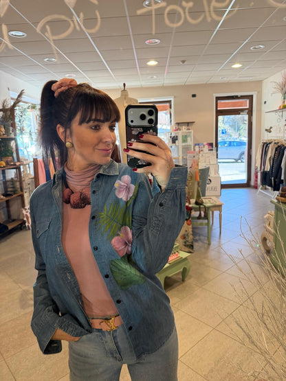 CAMICIA JEANS DIPINTA A MANO