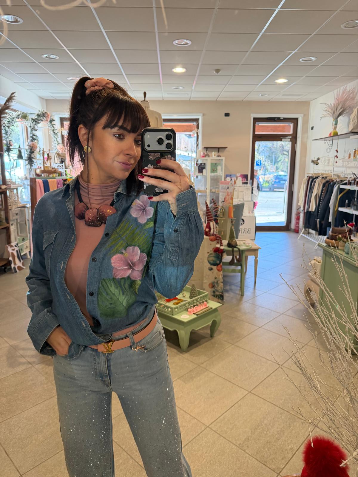 CAMICIA JEANS DIPINTA A MANO