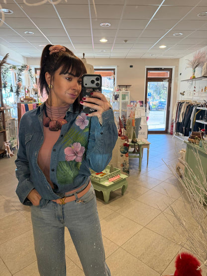CAMICIA JEANS DIPINTA A MANO